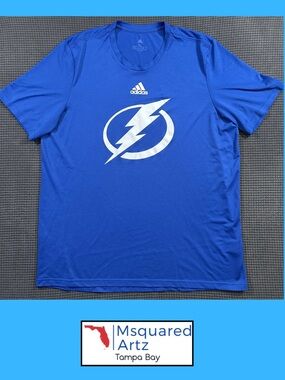 Adidas Tampa Bay Lightning Blue Performance T Shirt XL Logo Athletic